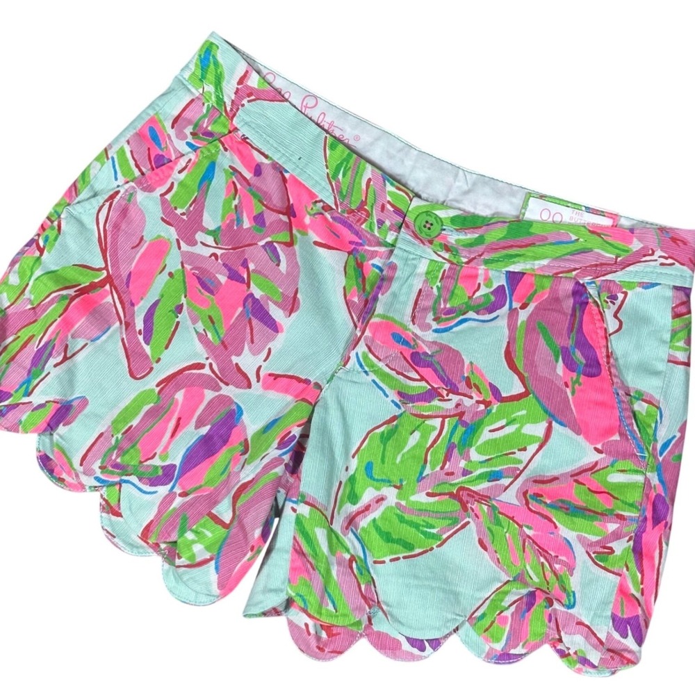 Lilly Pulitzer Buttercup Short Women's 00 Pink Green Vias Tropical Print Scallop